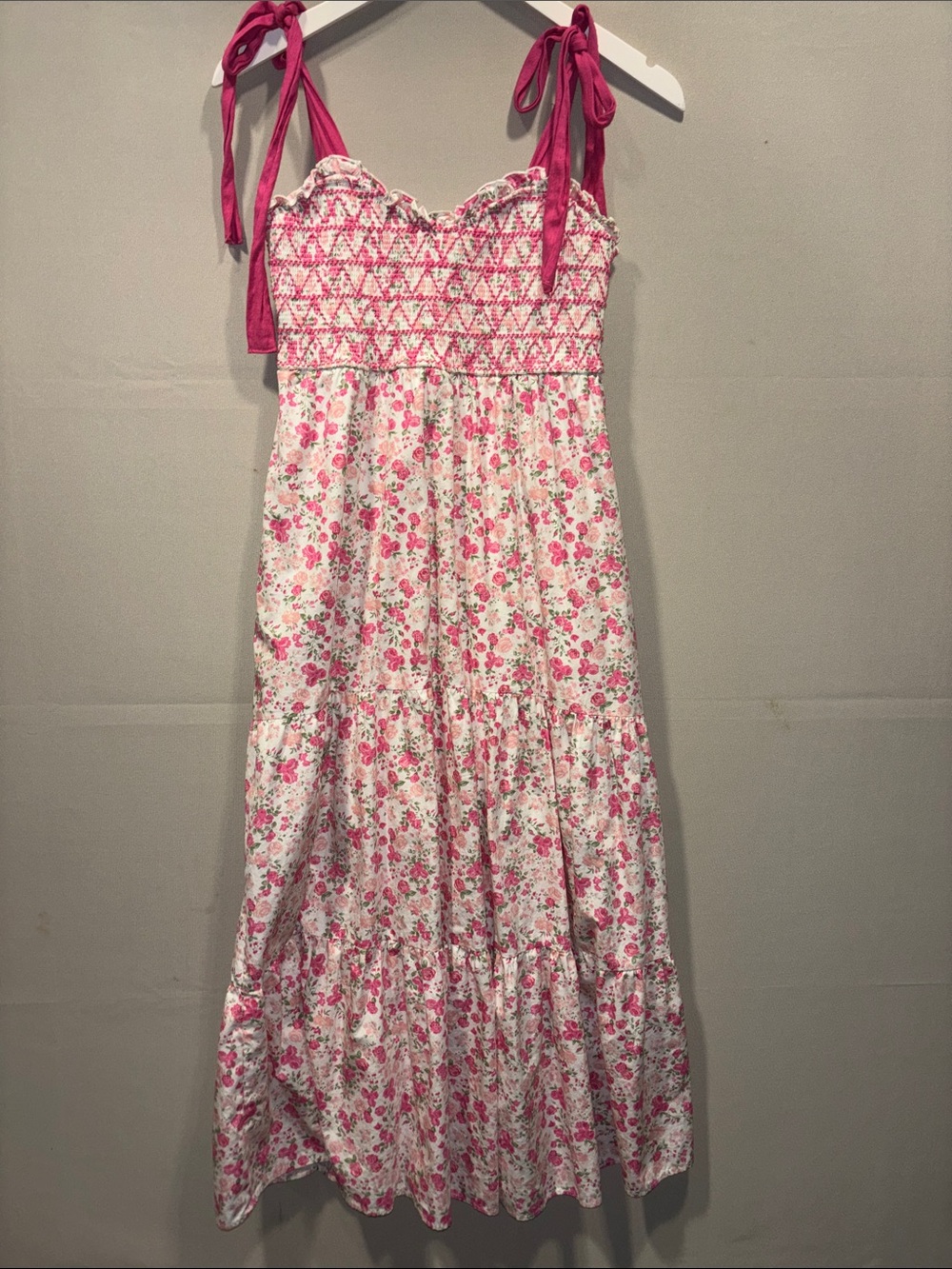 Altar'd State Pink Floral Tie-Shoulder Maxi Dress